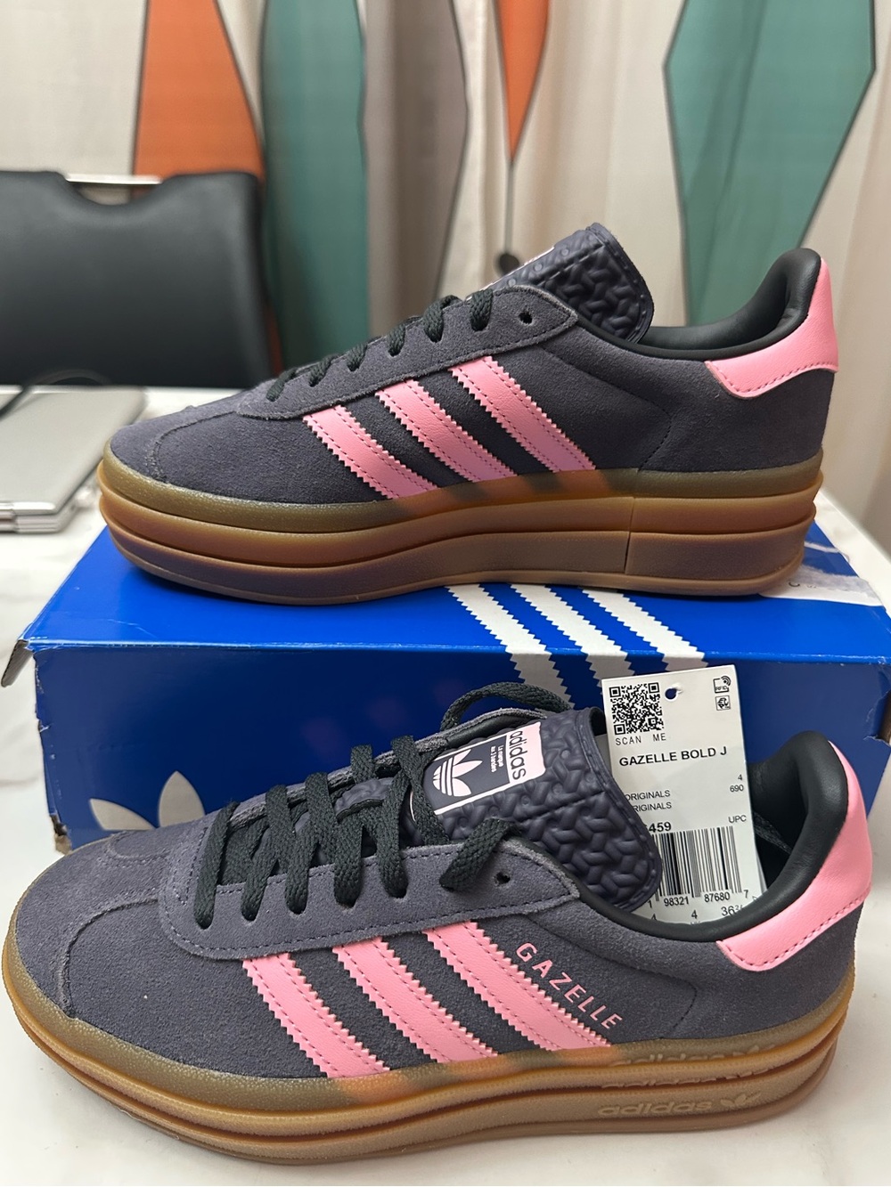 adidas Gazelle Bold sneakers in the Aurora Onix and Bliss Pink